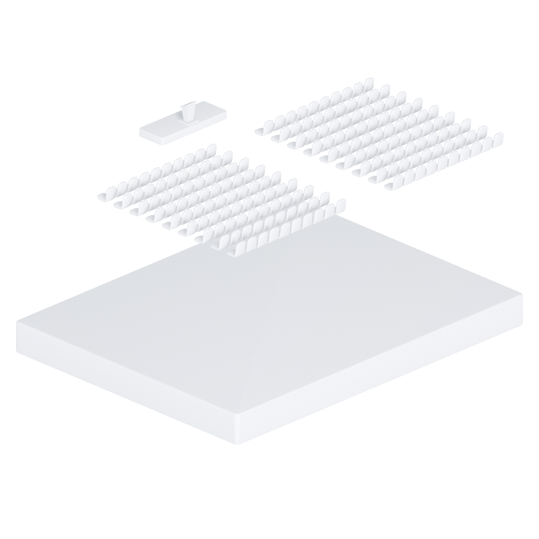 A minimalistic animation showing representations of room layouts.